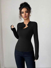 Twist Front Long Sleeve T-Shirt with Ring Detail