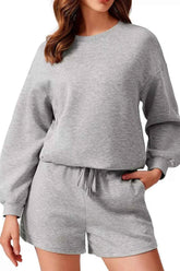 Round Neck Sweatshirt and Shorts Set for Ultimate Comfort and Style