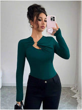 Twist Front Long Sleeve T-Shirt with Ring Detail