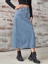 Slit High Waist Denim Skirt with Pockets - Trendy Style and Comfort