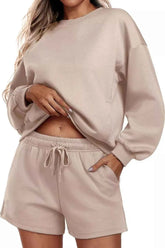 Round Neck Sweatshirt and Shorts Set for Ultimate Comfort and Style