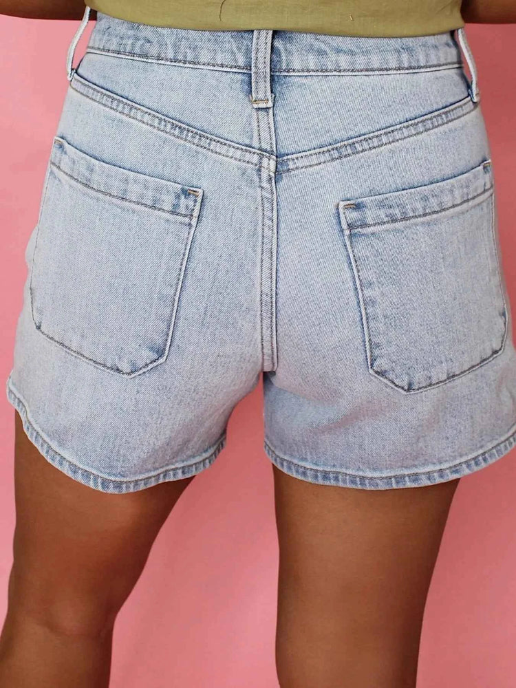 Wash High Rise Denim Shorts
