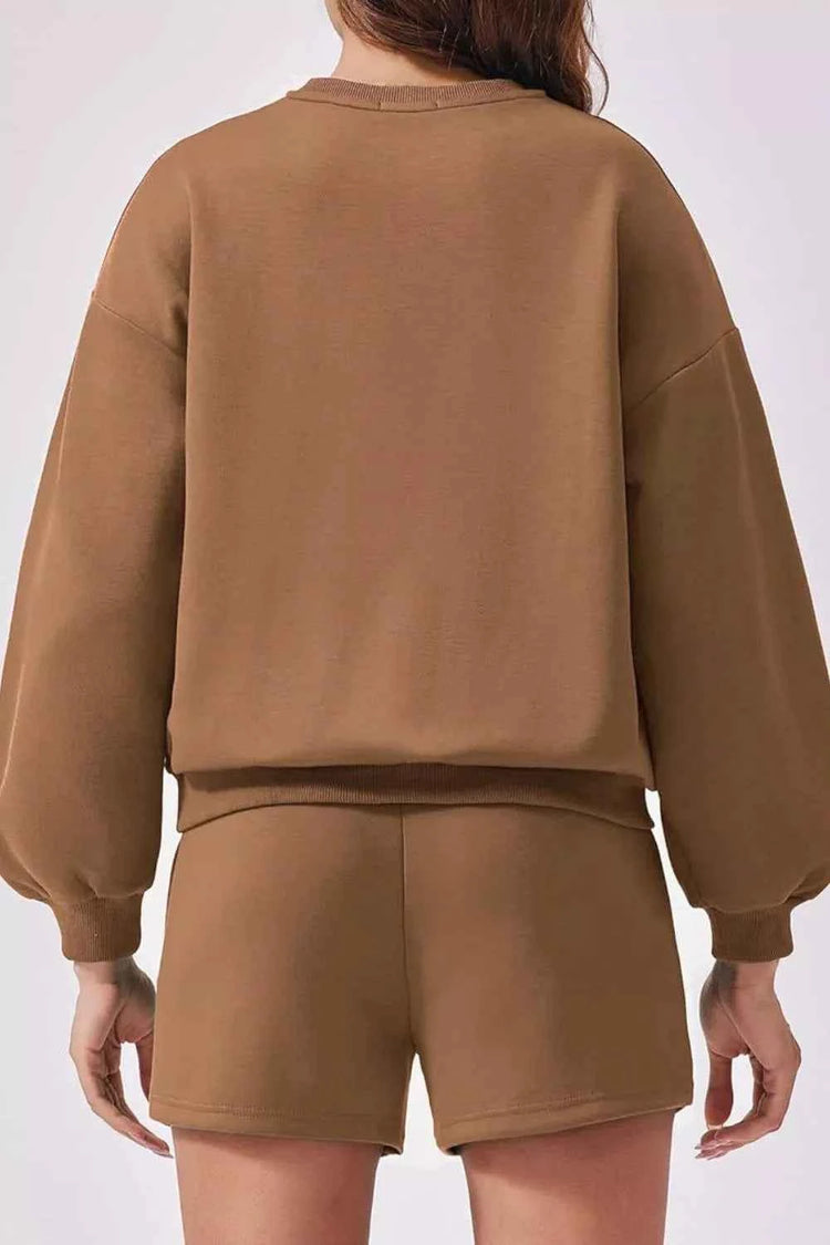 Round Neck Sweatshirt and Shorts Set for Ultimate Comfort and Style