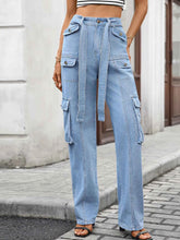 High-Waisted Cargo Jeans with Multi-Pocket Design for Ultimate Style and Comfort