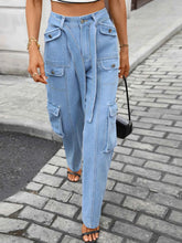 High-Waisted Cargo Jeans with Multi-Pocket Design for Ultimate Style and Comfort