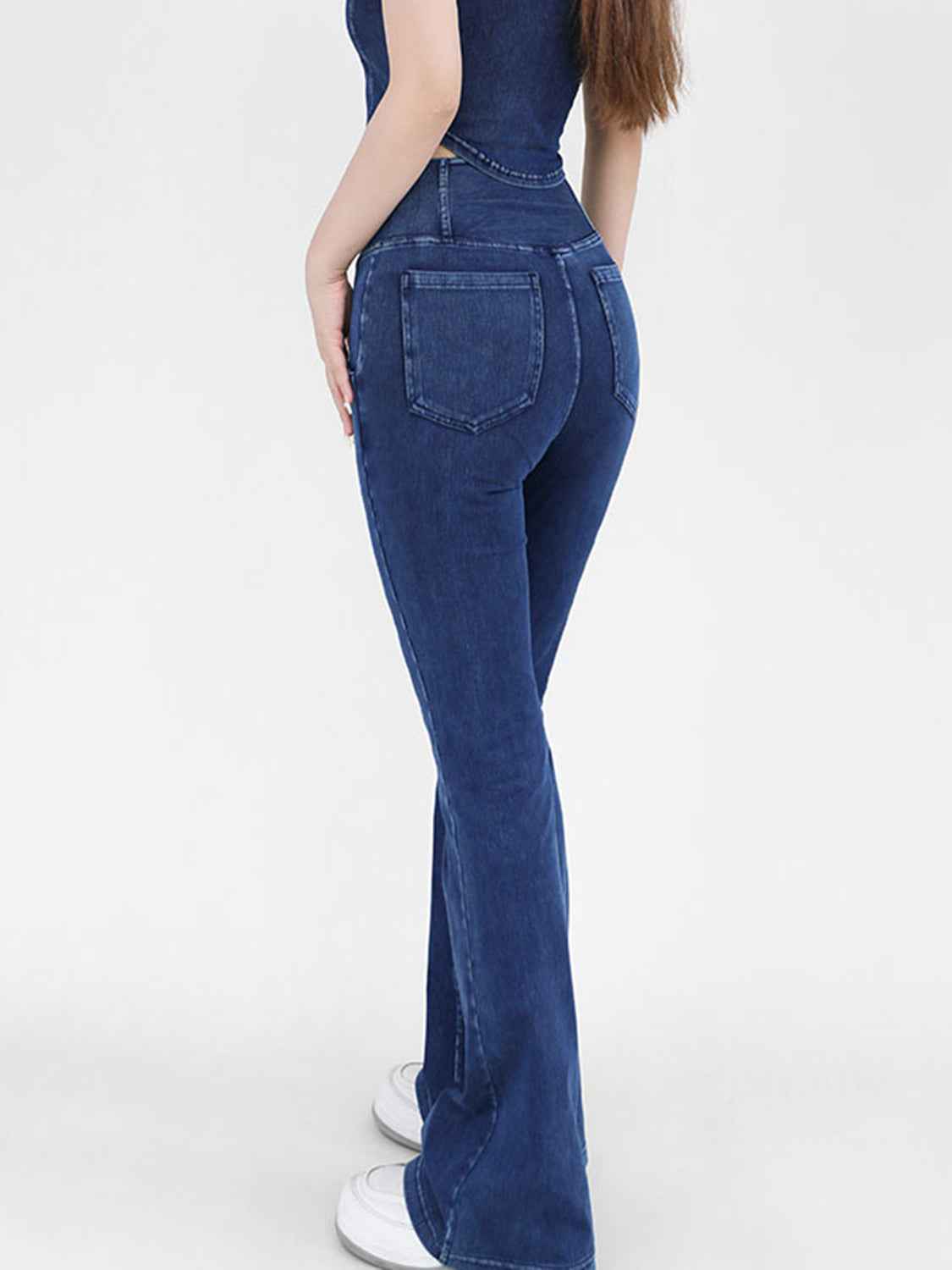 Wide Waistband Bootcut Jeans with Pockets – Comfort and Style Combined
