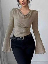 Cowl Neck Flare Sleeve Top for Trendy Comfort and Style