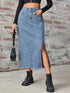 Slit High Waist Denim Skirt with Pockets - Trendy Style and Comfort