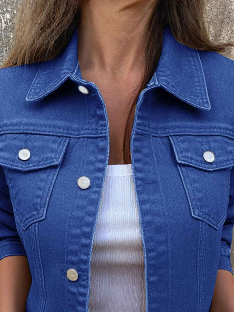 Button Front Denim Jacket for Effortless Style and Comfort