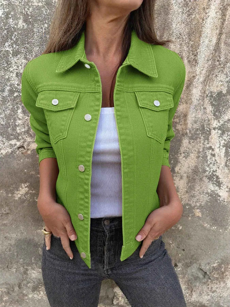 Button Front Denim Jacket for Effortless Style and Comfort
