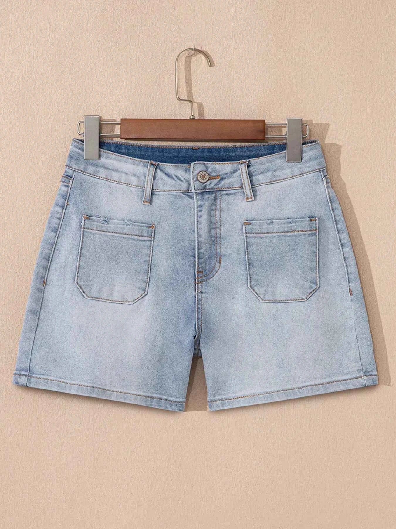 Wash High Rise Denim Shorts