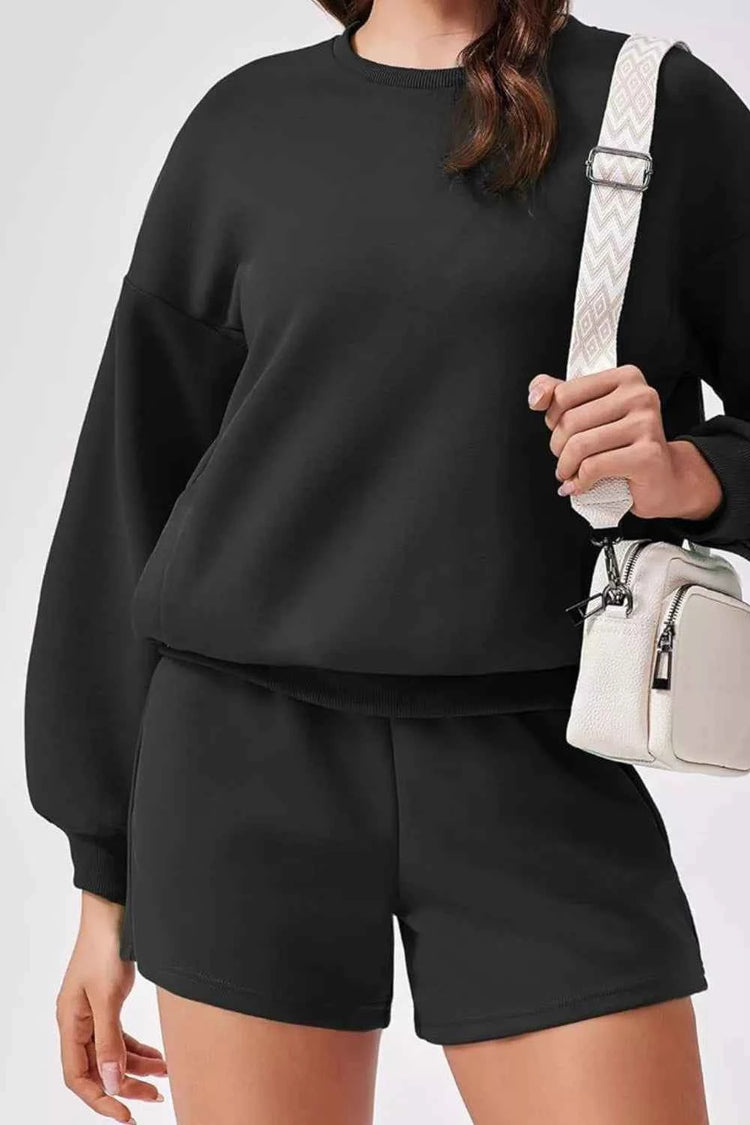 Round Neck Sweatshirt and Shorts Set for Ultimate Comfort and Style