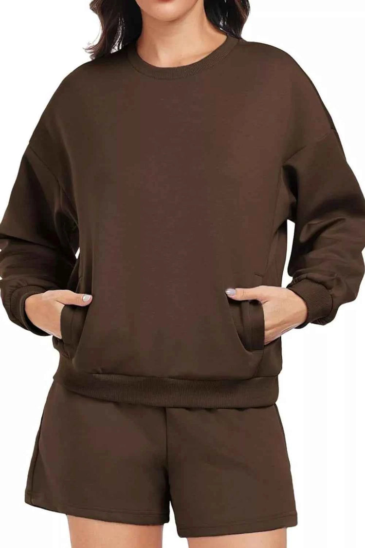 Round Neck Sweatshirt and Shorts Set for Ultimate Comfort and Style