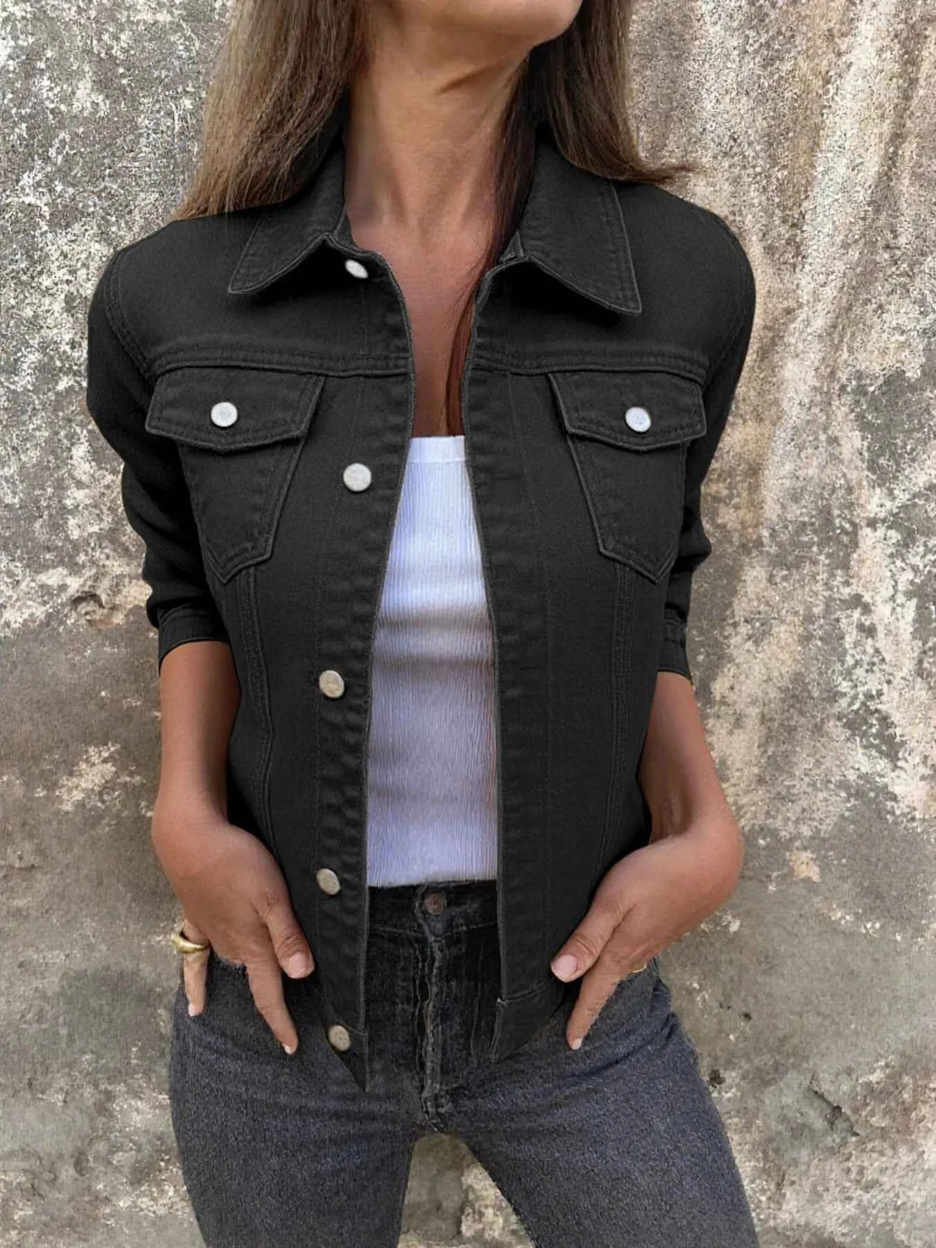 Button Front Denim Jacket for Effortless Style and Comfort