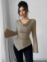 Cowl Neck Flare Sleeve Top for Trendy Comfort and Style