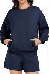 Round Neck Sweatshirt and Shorts Set for Ultimate Comfort and Style