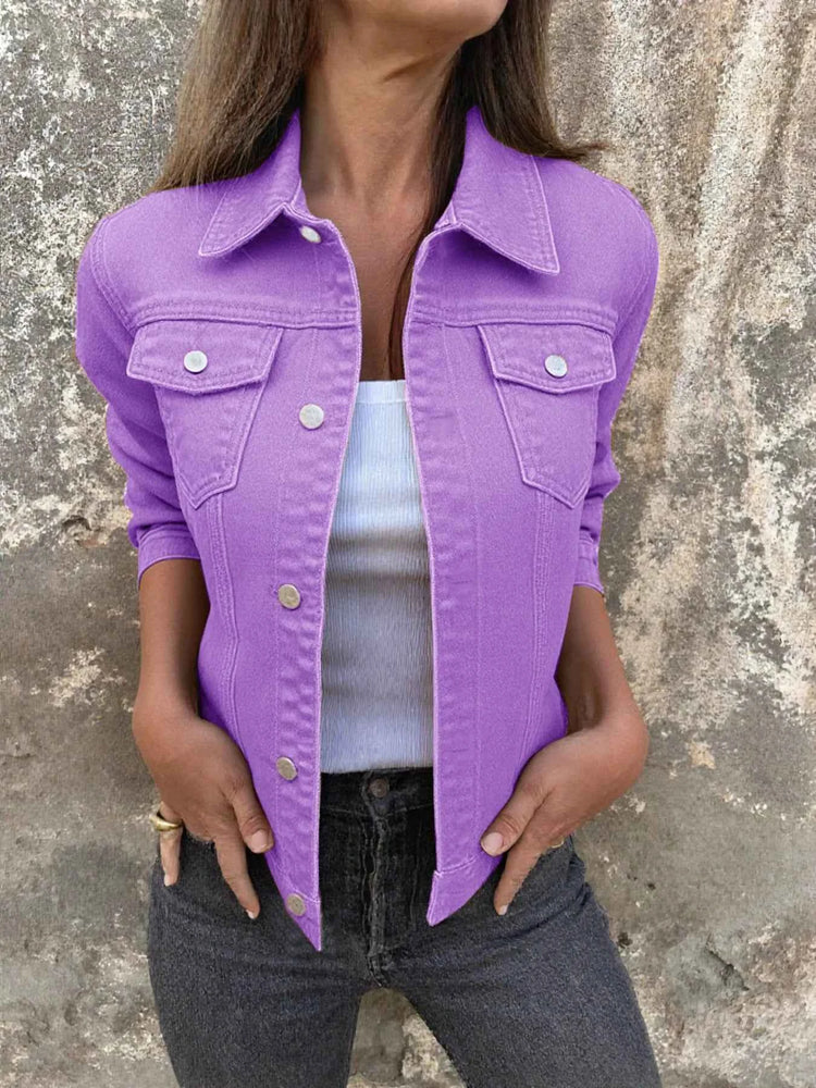 Button Front Denim Jacket for Effortless Style and Comfort