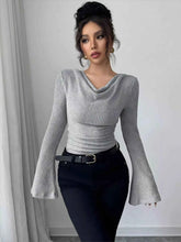 Cowl Neck Flare Sleeve Top for Trendy Comfort and Style