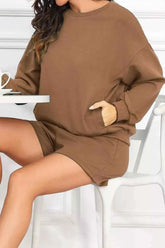 Round Neck Sweatshirt and Shorts Set for Ultimate Comfort and Style