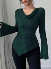 Cowl Neck Flare Sleeve Top for Trendy Comfort and Style