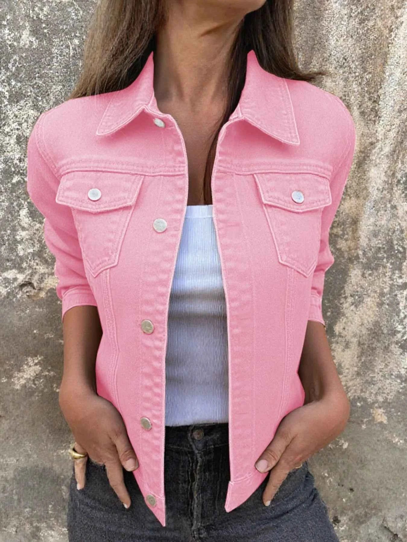 Button Front Denim Jacket for Effortless Style and Comfort
