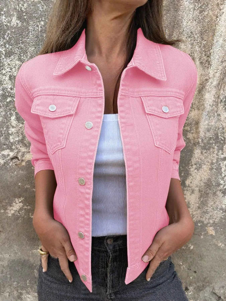 Button Front Denim Jacket for Effortless Style and Comfort