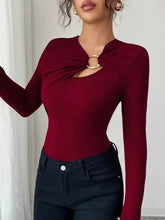 Twist Front Long Sleeve T-Shirt with Ring Detail