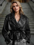 Leather Trench Coat with Belt - Stylish and Versatile Leather Belted Trench Jacket