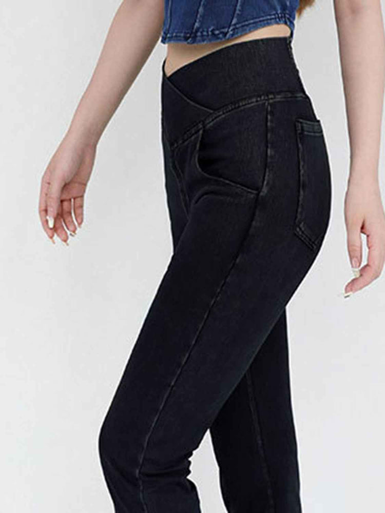 Wide Waistband Bootcut Jeans with Pockets – Comfort and Style Combined