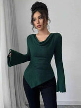 Cowl Neck Flare Sleeve Top for Trendy Comfort and Style
