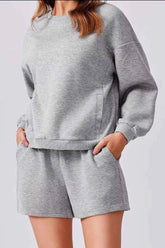 Round Neck Sweatshirt and Shorts Set for Ultimate Comfort and Style