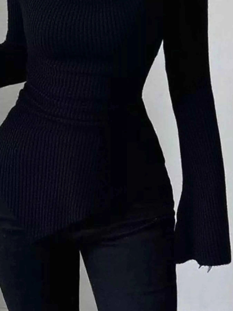 Cowl Neck Flare Sleeve Top for Trendy Comfort and Style