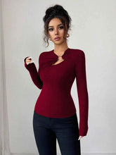 Twist Front Long Sleeve T-Shirt with Ring Detail
