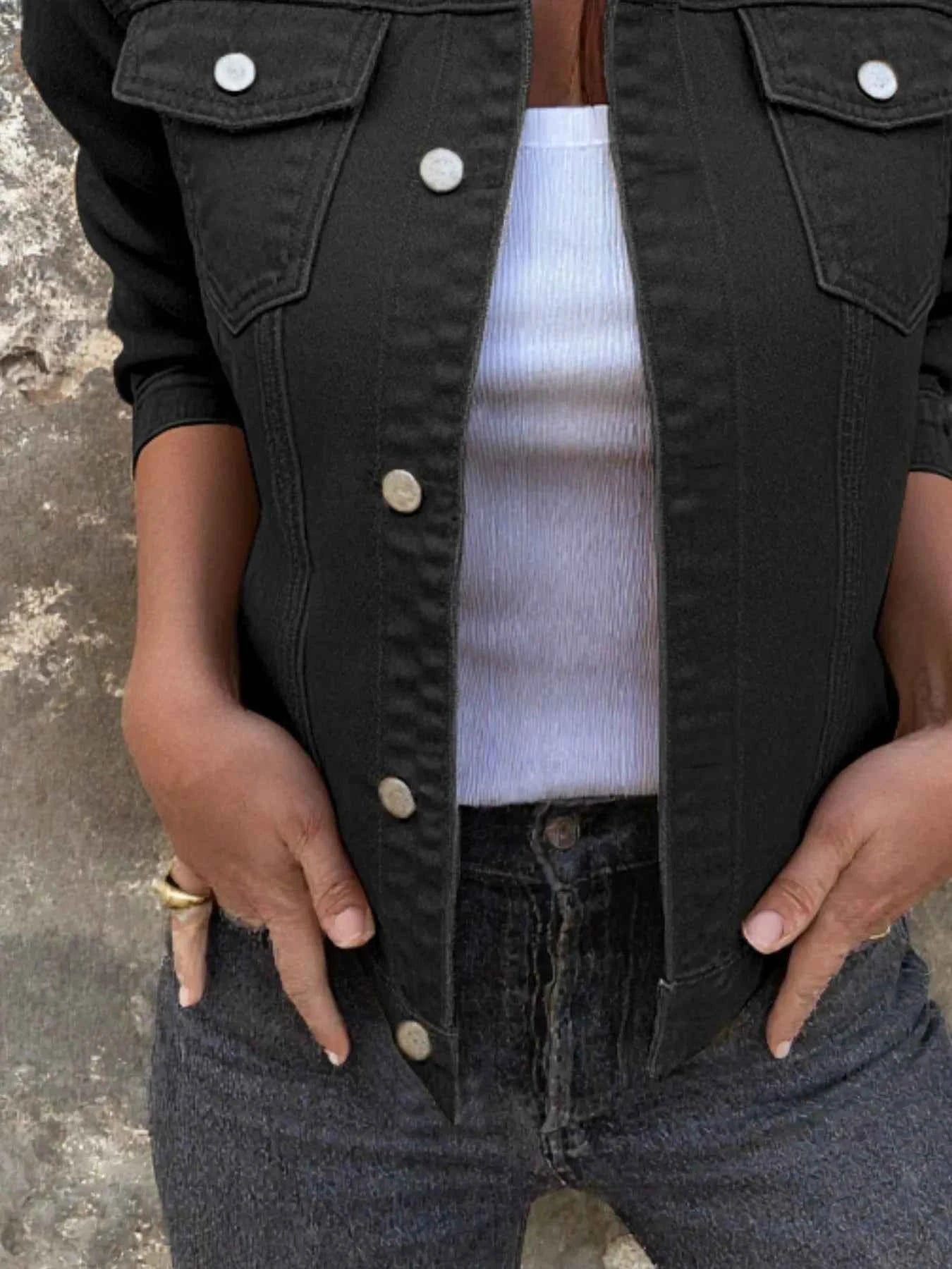 Button Front Denim Jacket for Effortless Style and Comfort