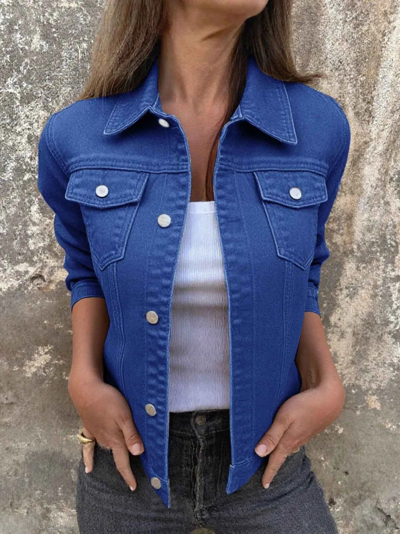 Button Front Denim Jacket for Effortless Style and Comfort