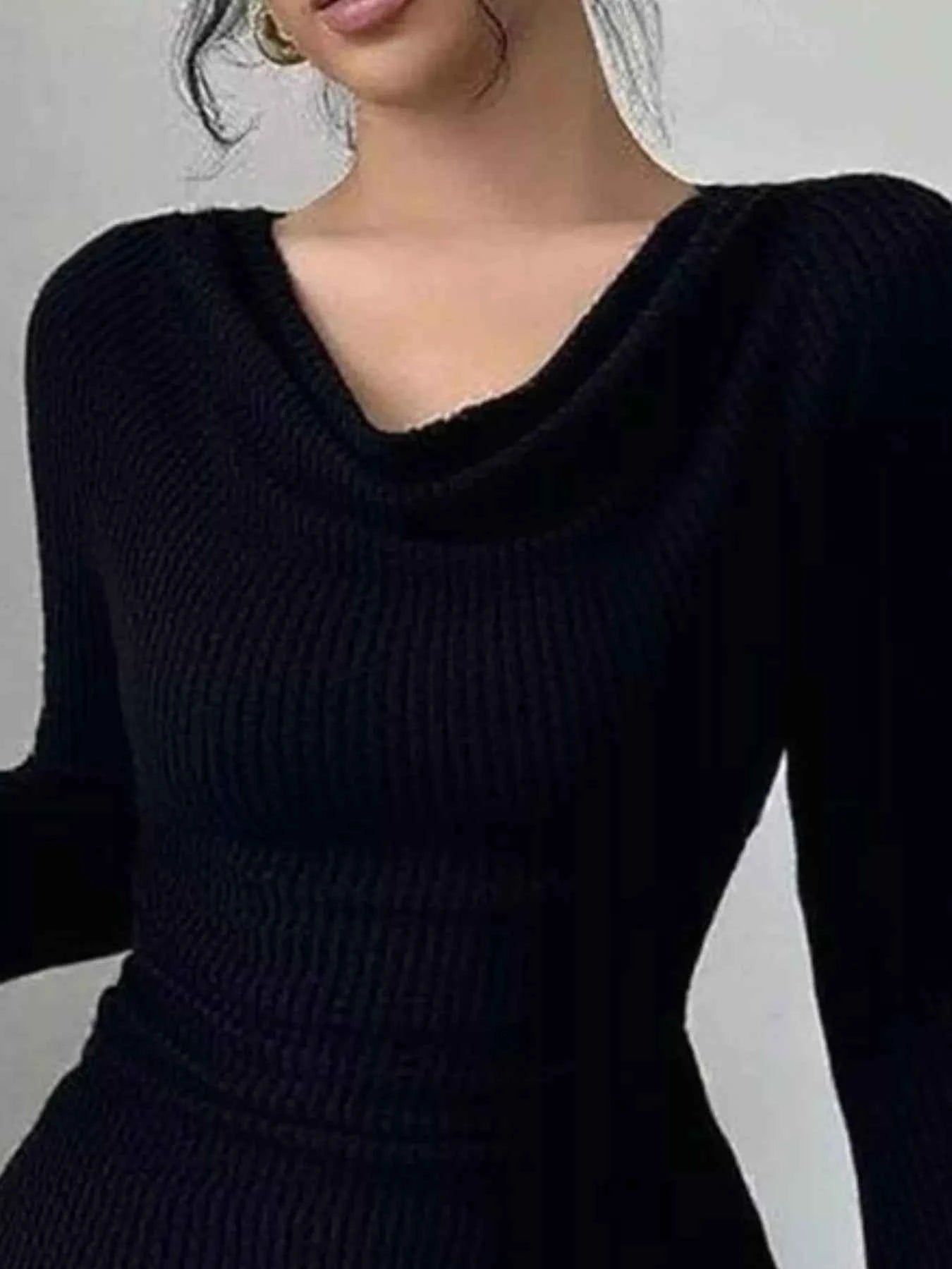 Cowl Neck Flare Sleeve Top for Trendy Comfort and Style