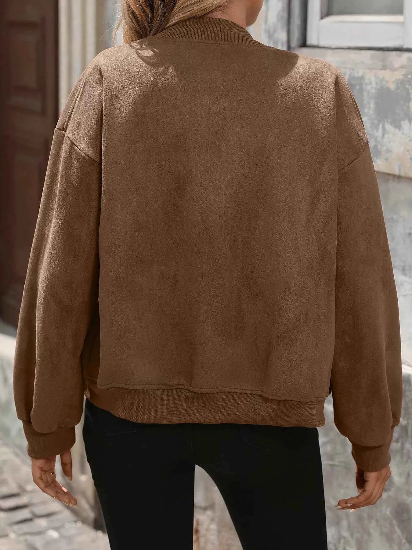 Zip Up Dropped Shoulder Jacket for Effortless Style and Ultimate Comfort